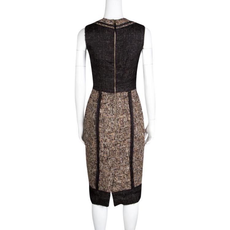 Pre Owned D&G Brown and Black Textured Sleeveless Dress M