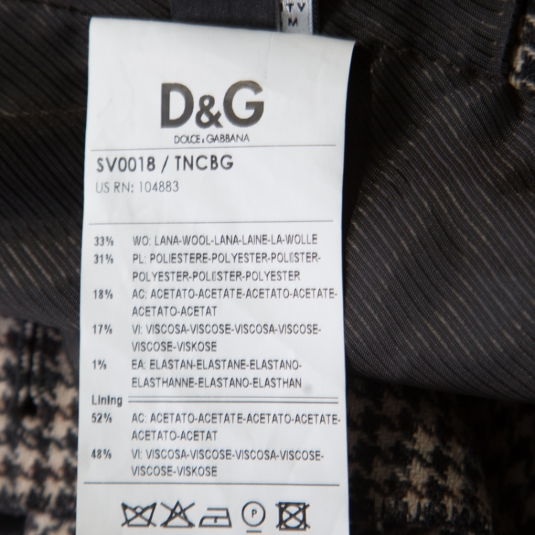 Pre Owned D&G Beige Houndstooth Pattern Frayed Trim Detail Waistcoat M