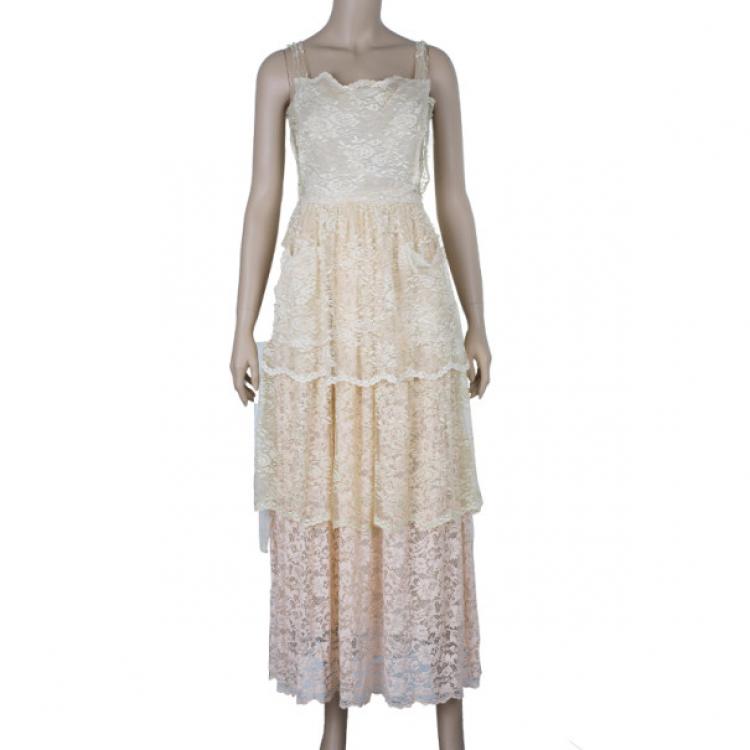 Pre Owned D&G Tiered Lace Dress S