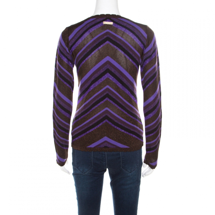 Pre Owned D & G Multicolor Striped Lurex Knit Long Sleeve Top M