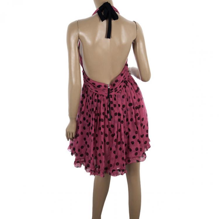 Pre Owned D&amp;G Ruched Polka Dot Dress M