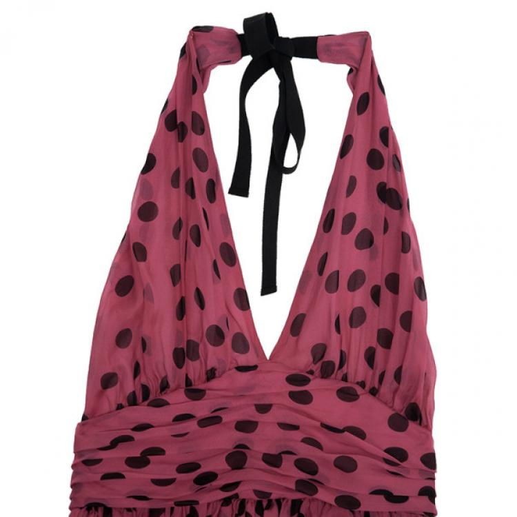 Pre Owned D&amp;G Ruched Polka Dot Dress M