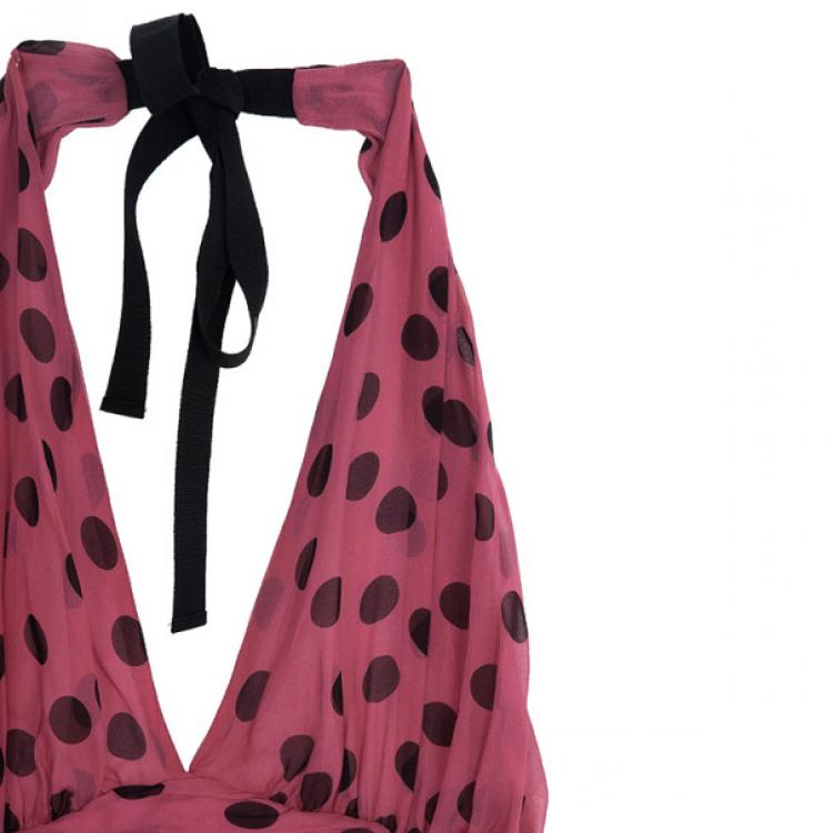 Pre Owned D&amp;G Ruched Polka Dot Dress M