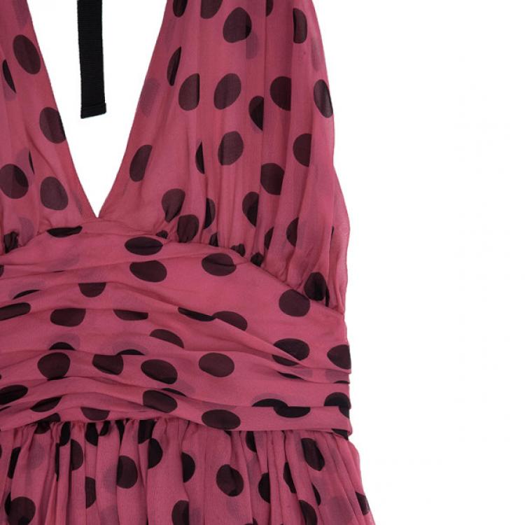 Pre Owned D&amp;G Ruched Polka Dot Dress M