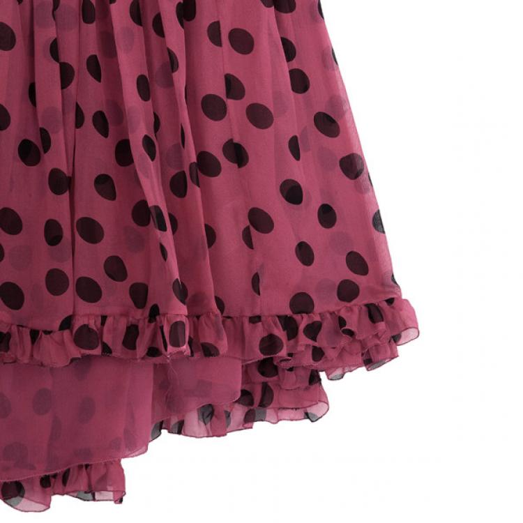 Pre Owned D&amp;G Ruched Polka Dot Dress M