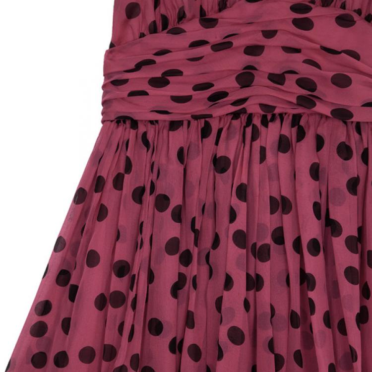 Pre Owned D&amp;G Ruched Polka Dot Dress M