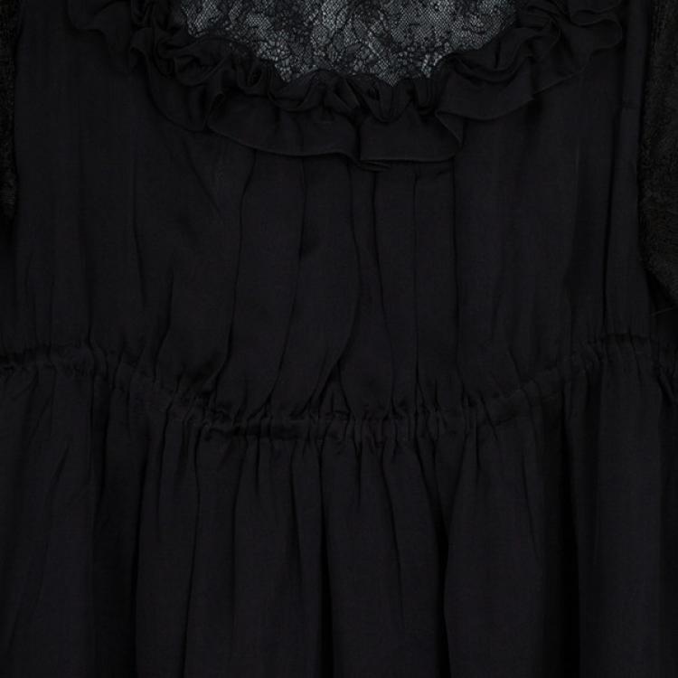 Pre Owned D&amp;G Black Lace &amp; Silk Dress L