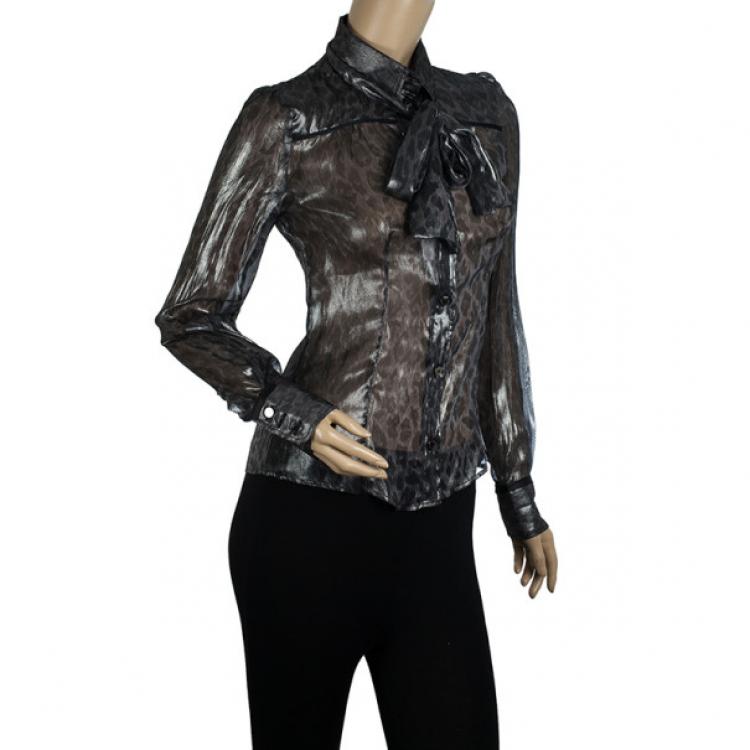 Pre Owned D and G Leopard Print Chiffon Top S