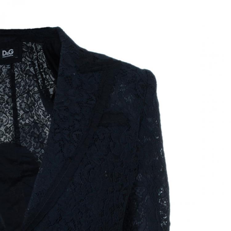 Pre Owned D and G Black Lace Single Breasted Blazer S