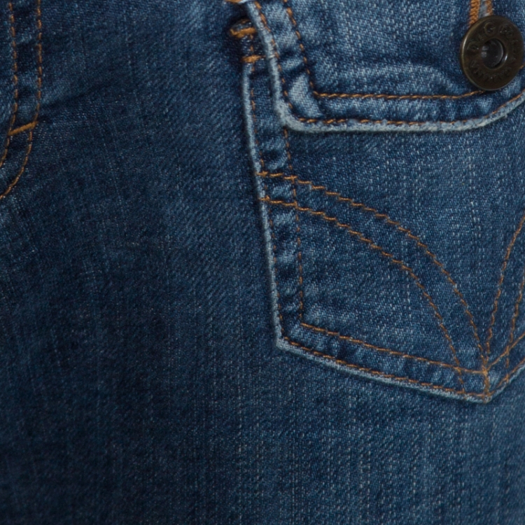 Pre Owned D&G Blue Denim Twisted Belt Loop Detail Straight Leg Jeans M 