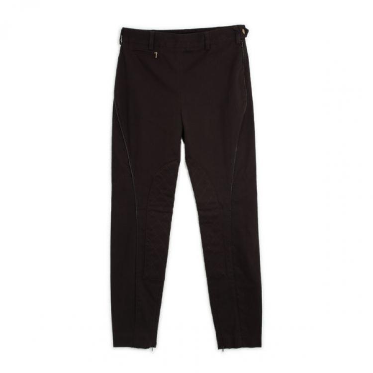 مملوكة مسبقًا D and G Brown Skinny Trousers with Leather Piping L