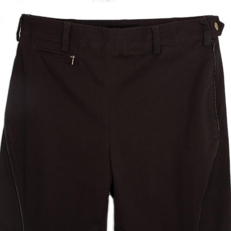 مملوكة مسبقًا D and G Brown Skinny Trousers with Leather Piping L