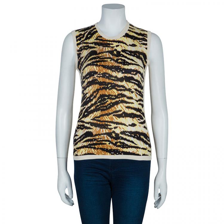 Pre Owned D&G Brown Animal Print Sleeveless Sweater S