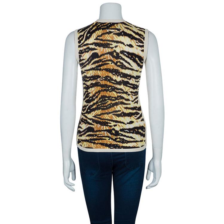 Pre Owned D&G Brown Animal Print Sleeveless Sweater S