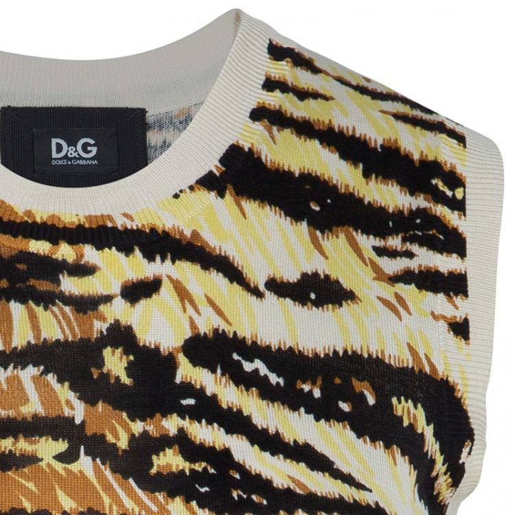 Pre Owned D&G Brown Animal Print Sleeveless Sweater S