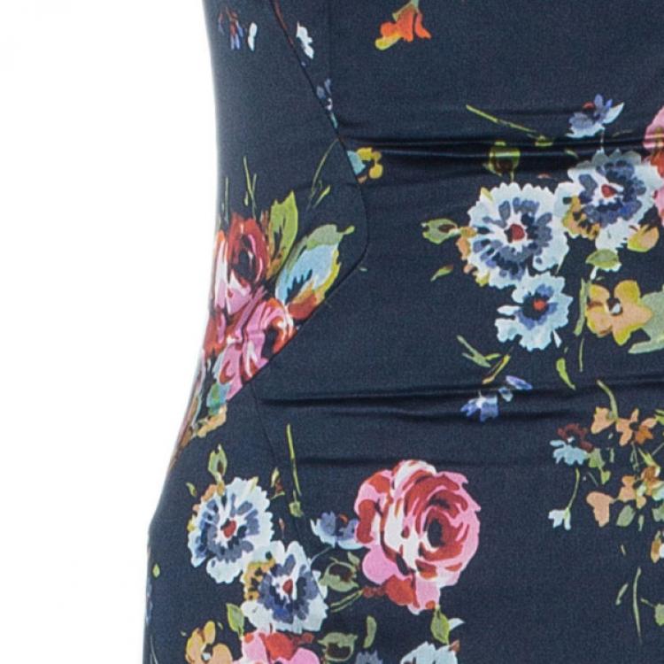 Pre Owned D and G Black Floral Sheath Dress S