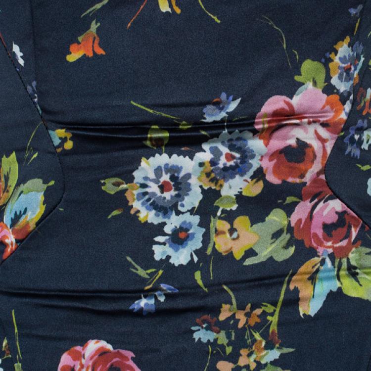 Pre Owned D and G Black Floral Sheath Dress S