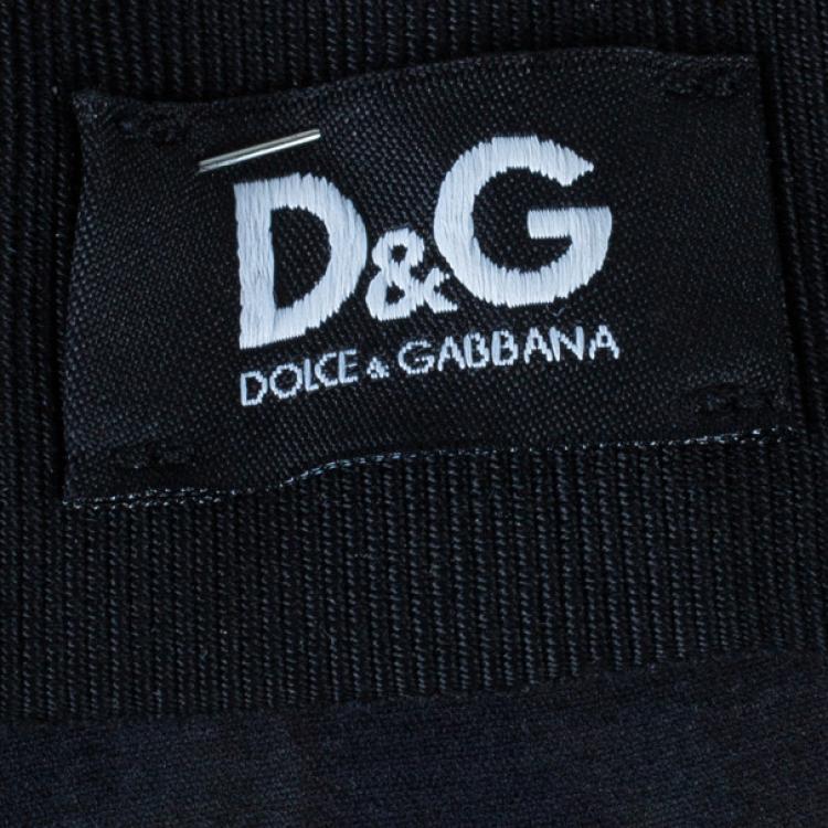 Pre Owned D and G Black Floral Sheath Dress S