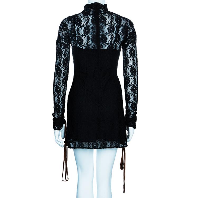 Pre Owned D&G Black Lace High Neck Dress S