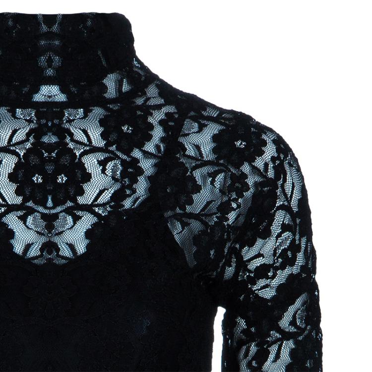 Pre Owned D&G Black Lace High Neck Dress S