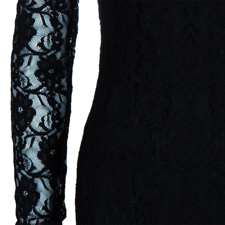 Pre Owned D&G Black Lace High Neck Dress S