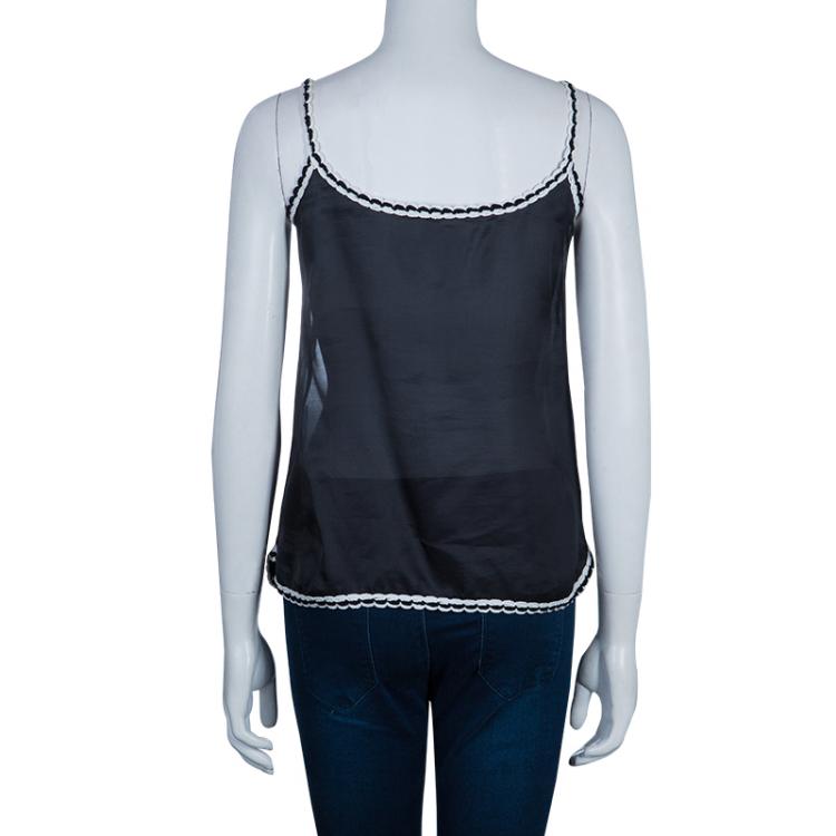 Pre Owned D&G Black and White Sleeveless Top M