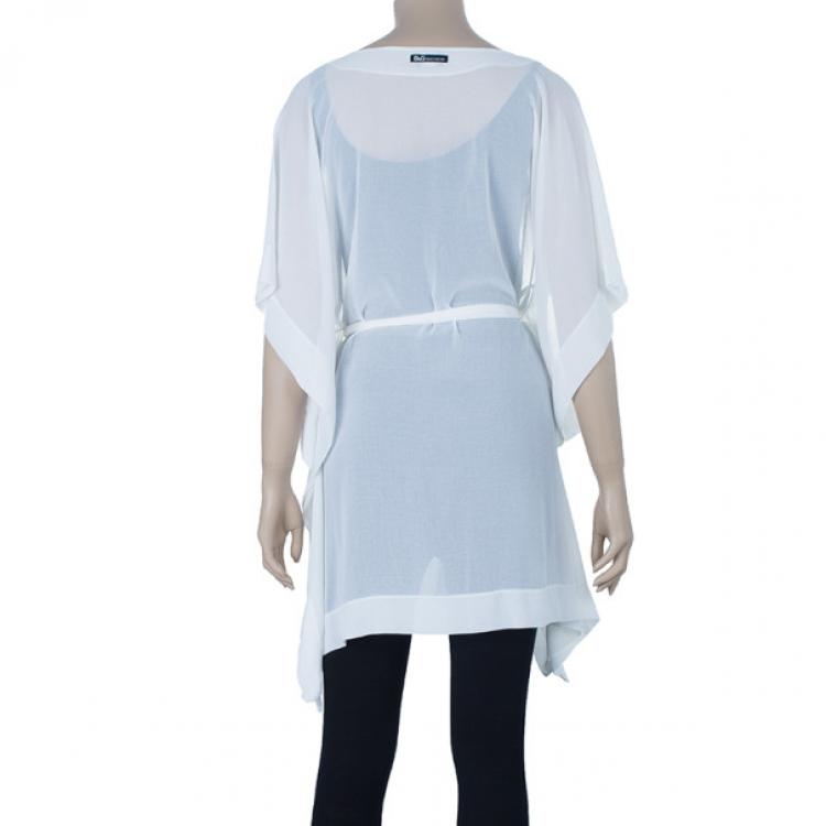 Pre Owned D and G White Short Kaftan Top M