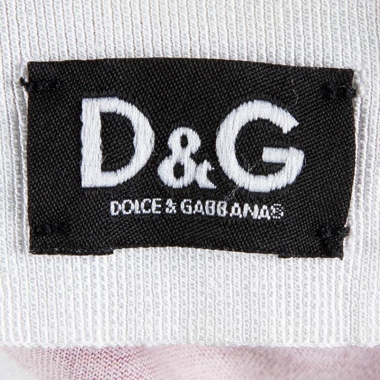 Pre Owned D&G Red and White Striped Knit Bead Detail T-Shirt L 