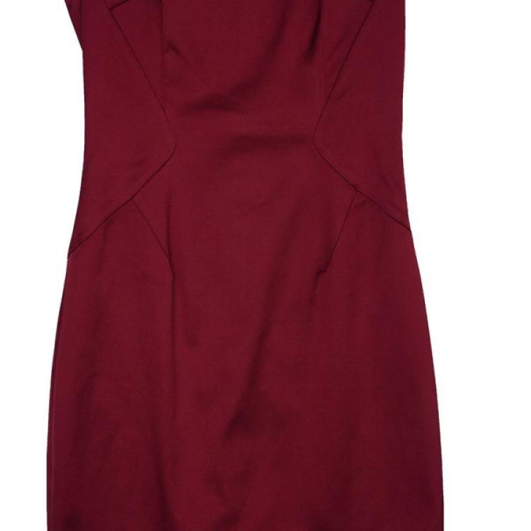 Pre Owned D and G Red Satin Sleeveless Cocktail Dress M