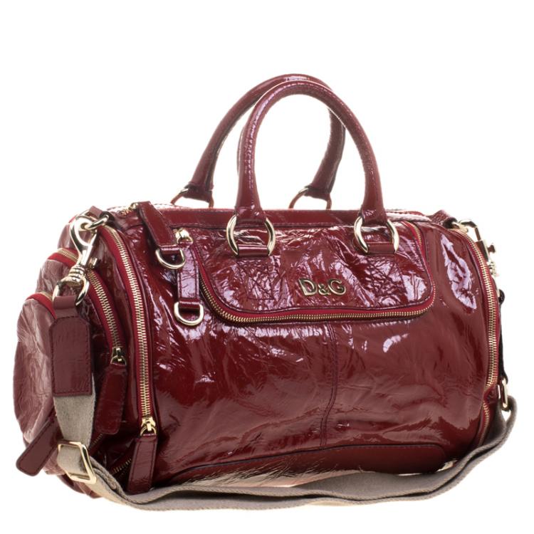 Pre Owned D & G Red Patent Leather Emy Satchel
