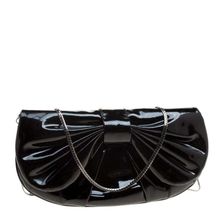 Pre Owned D&G Black Patent Leather Bubbles Clutch Bag