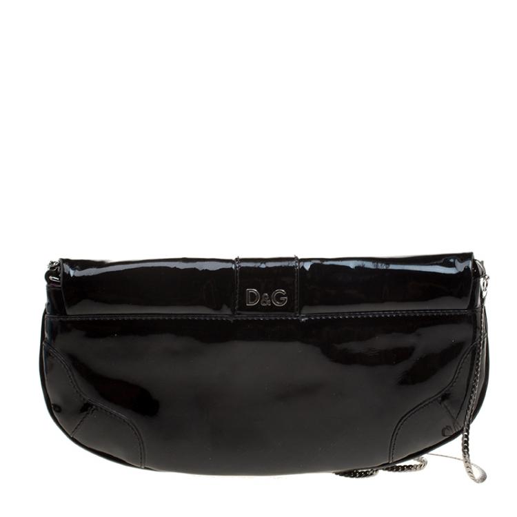 Pre Owned D&G Black Patent Leather Bubbles Clutch Bag
