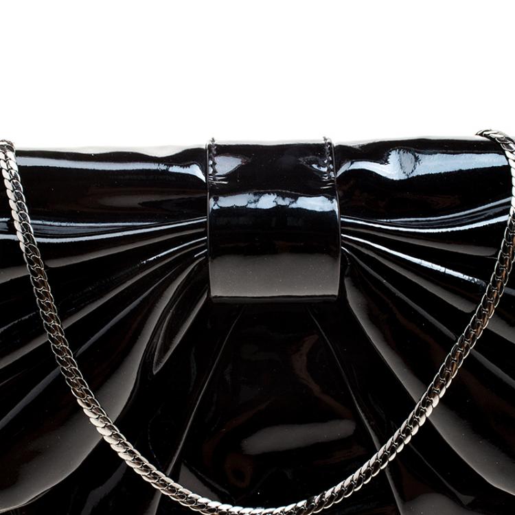 Pre Owned D&G Black Patent Leather Bubbles Clutch Bag