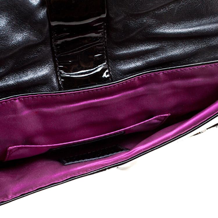 Pre Owned D&G Black Patent Leather Bubbles Clutch Bag