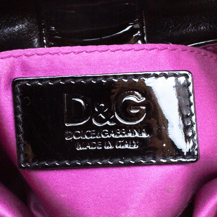 Pre Owned D&G Black Patent Leather Bubbles Clutch Bag