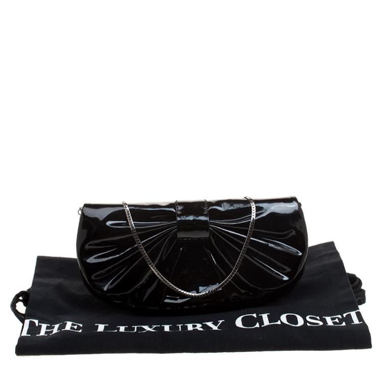 Pre Owned D&G Black Patent Leather Bubbles Clutch Bag