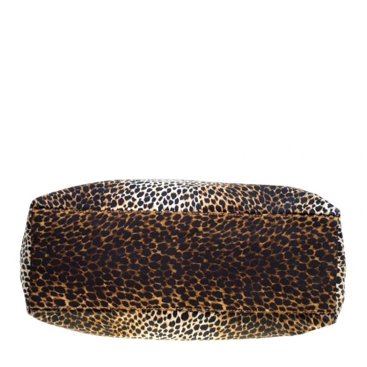 Pre Owned D&G Brown Leopard Print Canvas Shopper Tote