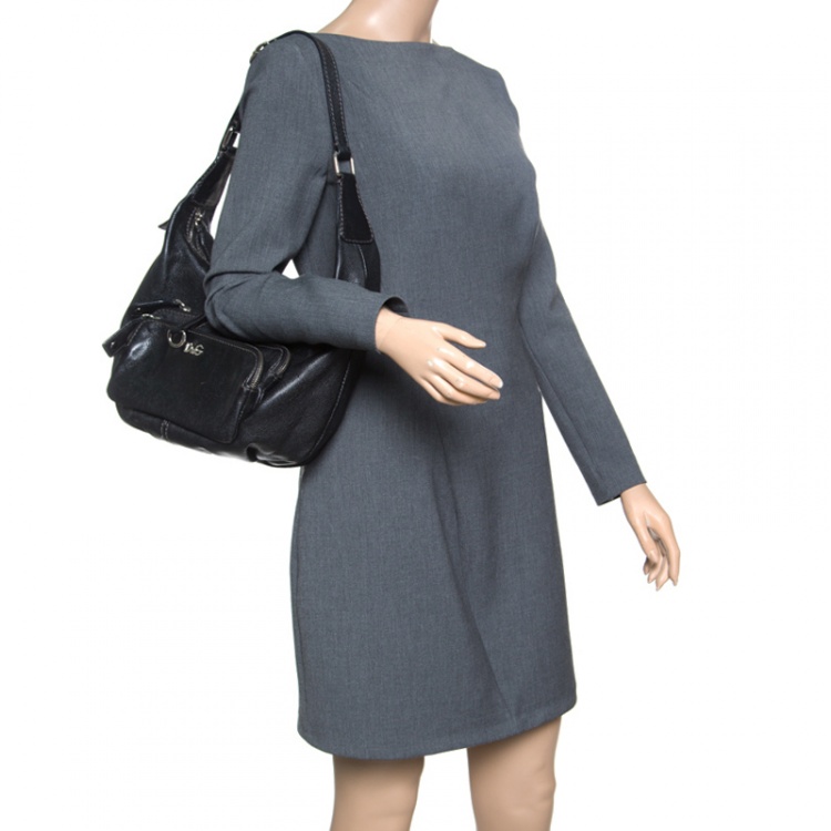 Pre Owned D&G Black Leather Lea Mindy Pocket Hobo