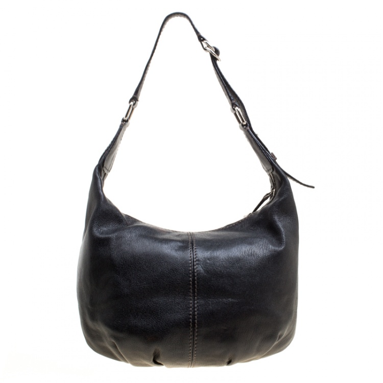 Pre Owned D&G Black Leather Lea Mindy Pocket Hobo