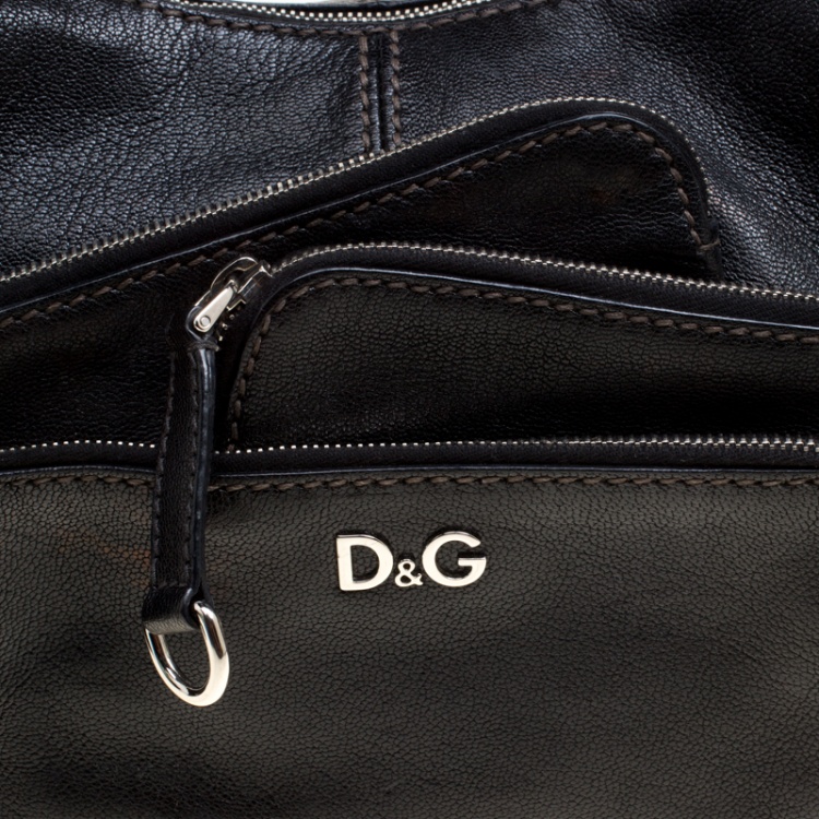Pre Owned D&G Black Leather Lea Mindy Pocket Hobo