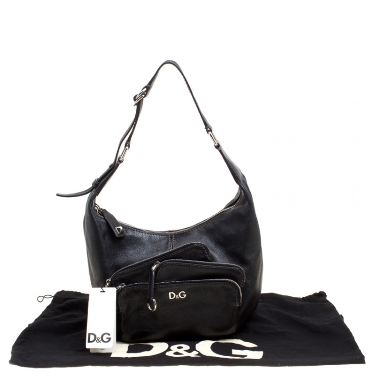 Pre Owned D&G Black Leather Lea Mindy Pocket Hobo