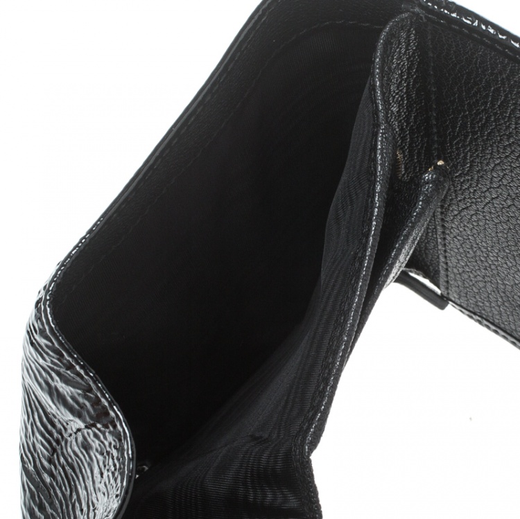 Pre Owned D&G Black Patent Leather Trifold Compact Wallet