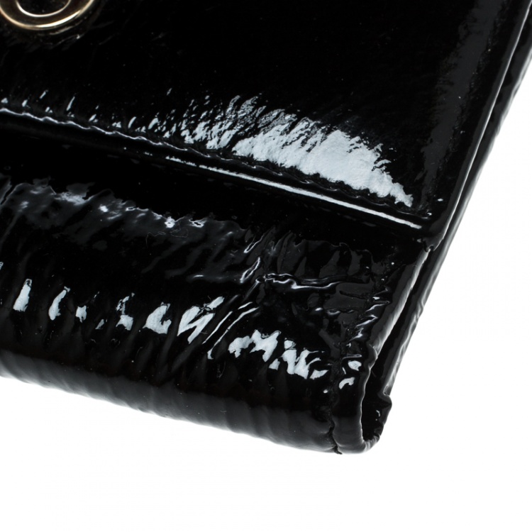 Pre Owned D&G Black Patent Leather Trifold Compact Wallet