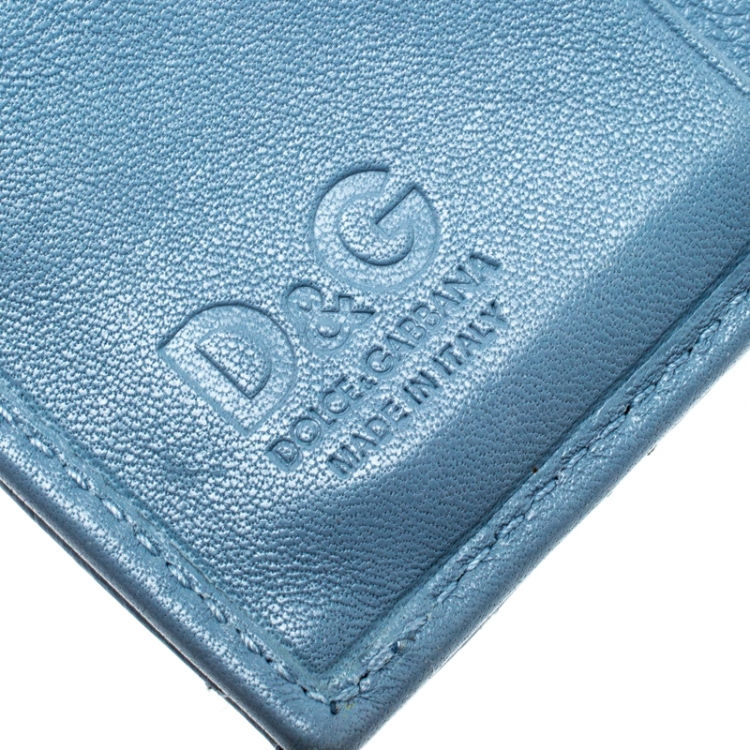 Pre Owned D&G Baby Blue Quilted Leather Tri Fold Continental Wallet