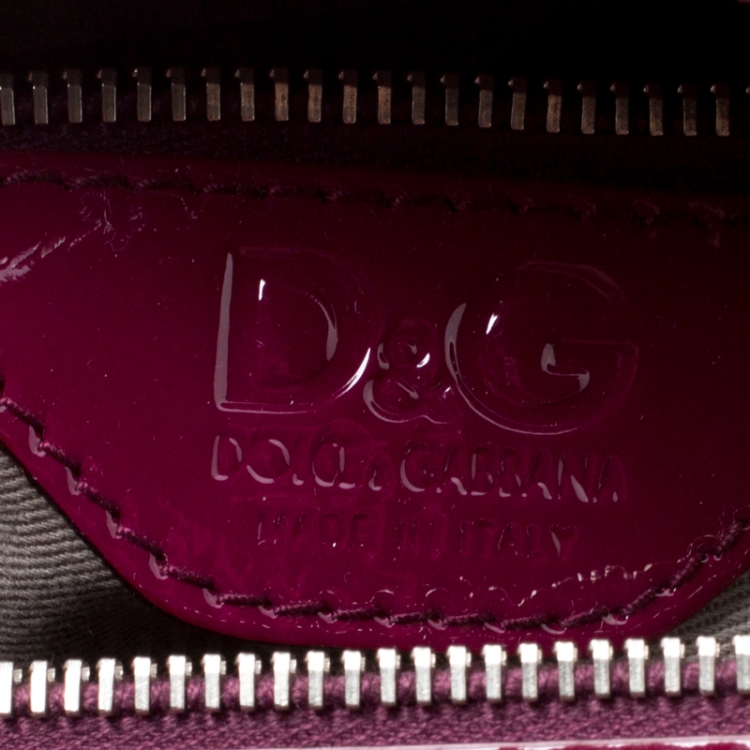 Pre Owned D&G Burgundy/Yellow Patent Leather Lily Stripe Bowler Bag
