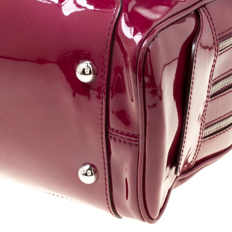 Pre Owned D&G Burgundy/Yellow Patent Leather Lily Stripe Bowler Bag