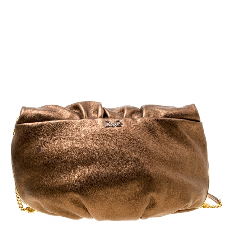 Pre Owned D & G Bronze Leather Vlada Shoulder Bag