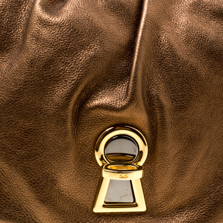 Pre Owned D & G Bronze Leather Vlada Shoulder Bag