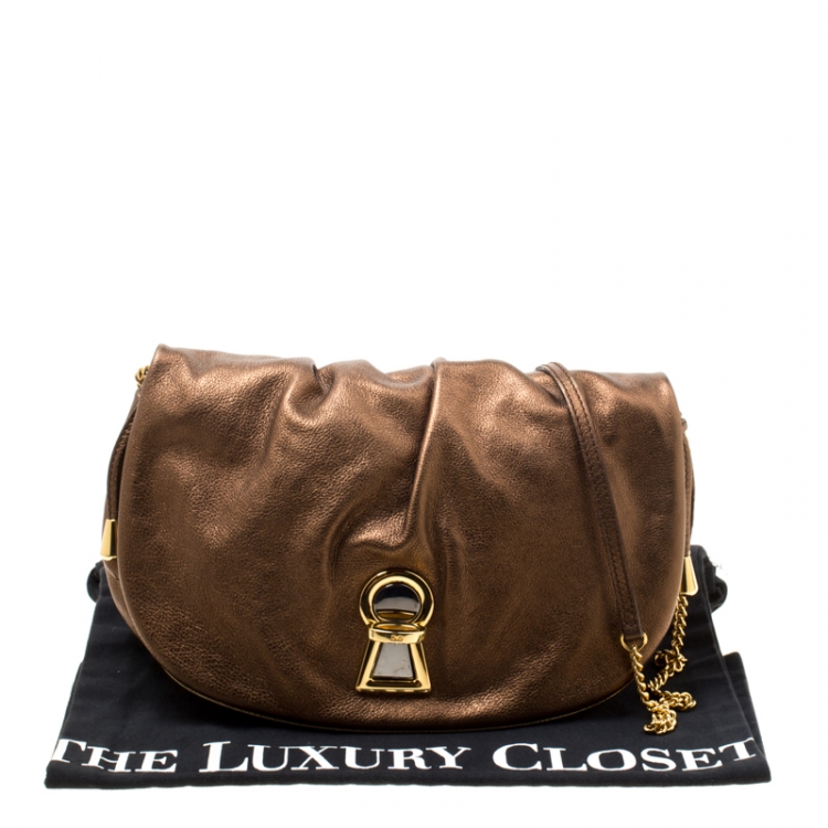 Pre Owned D & G Bronze Leather Vlada Shoulder Bag