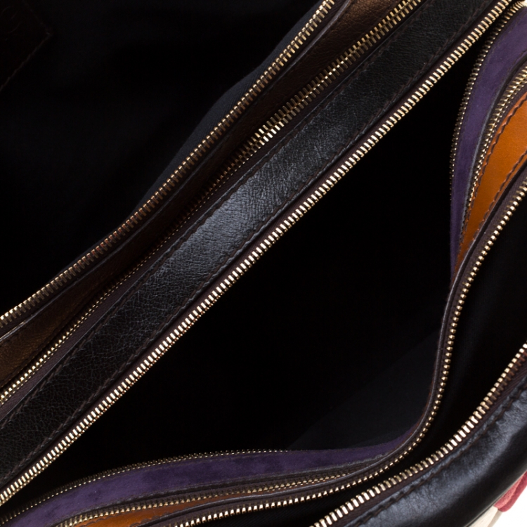 Pre Owned D&G Multicolor Leather and Suede Studded Lily Satchel